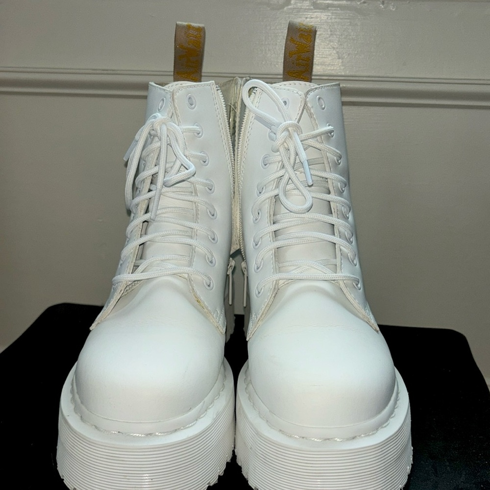 Dr. Martens White Vegan Jadon II Boot Kemble Mono Platforms.